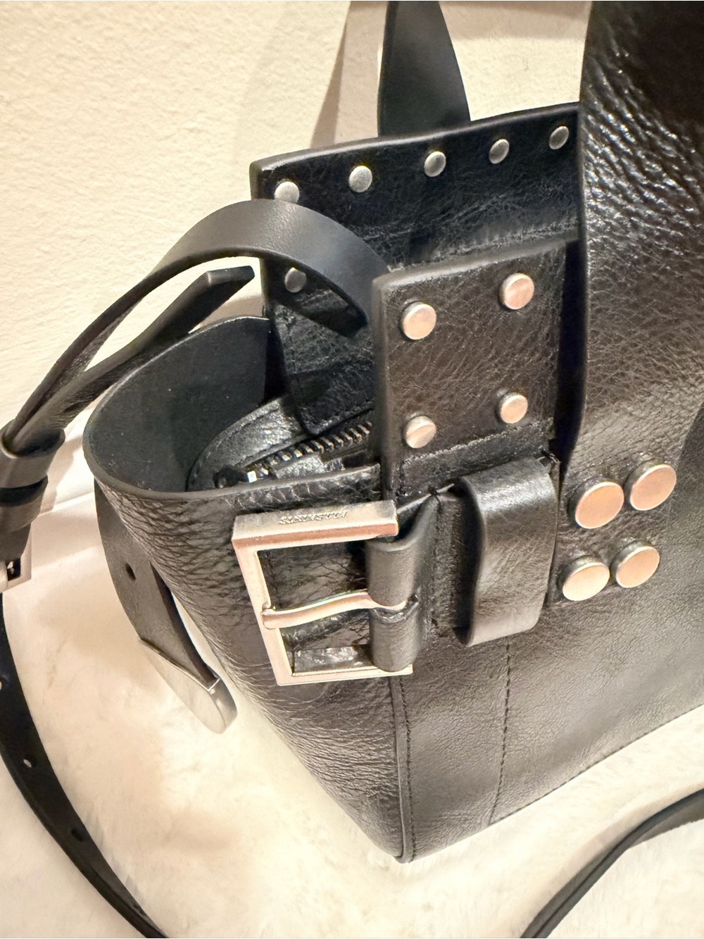 All Saints Perez Black Studded Leather Tote Bag - Women - Picture 3 of 6